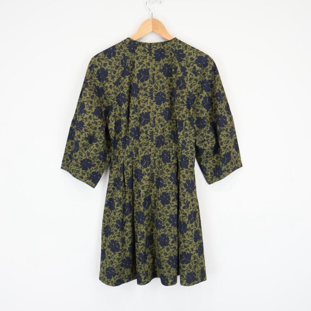 NWT Madewell Sculptural-Sleeve Pleated Poplin Mini Dress Chateau Olive Size 4 - Picture 5 of 10